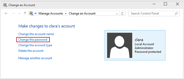 change login password for another local account