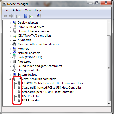 disable USB ports in computer's device manager