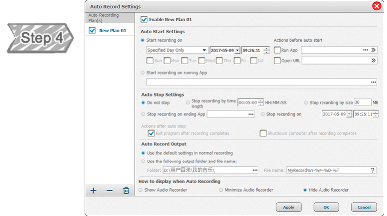 Auto Record Settings
