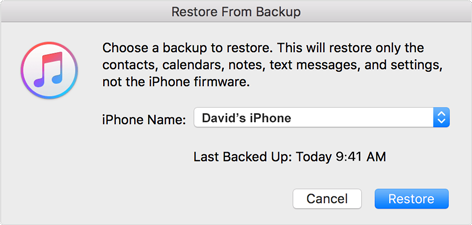 confirm the restore version