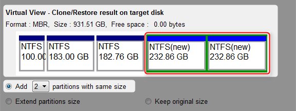 add partitions with same size