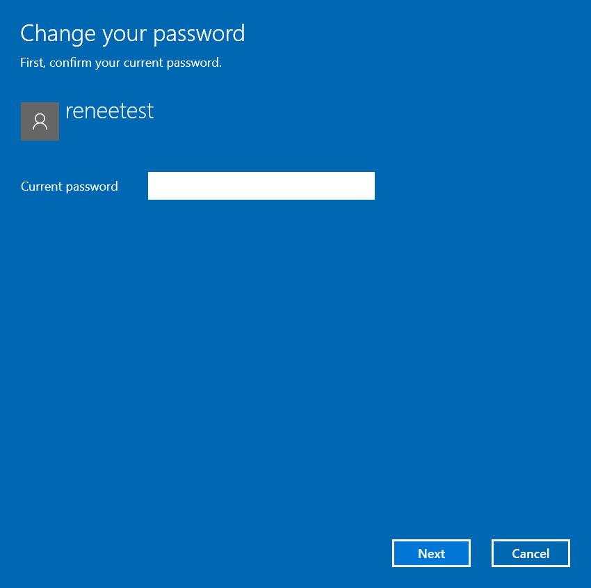 enter the current password