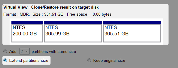 extend partition size