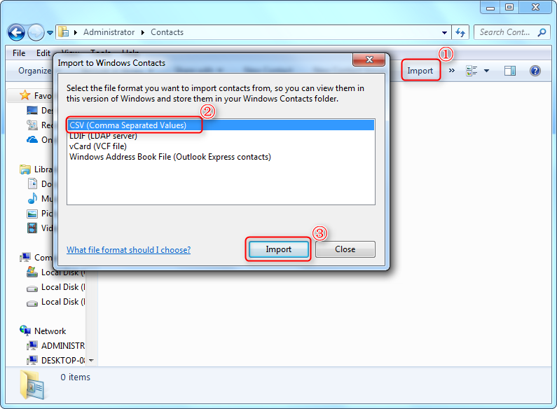 import contacts to computer