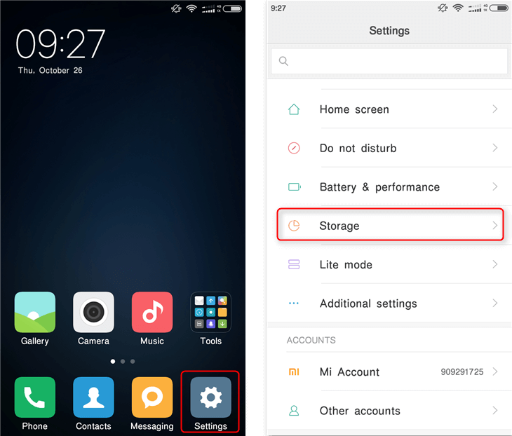 settings and storage in Android