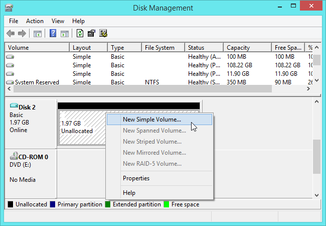 create partition on vhd file