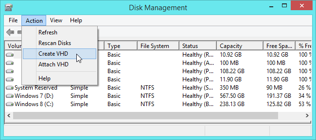 create vhd in disk management