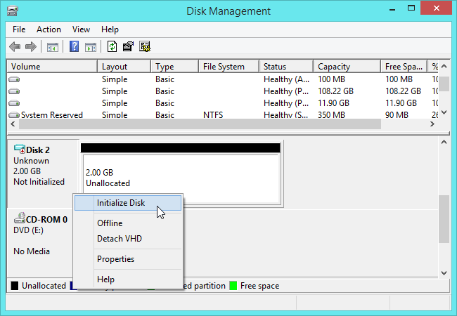 initialize vhd disk