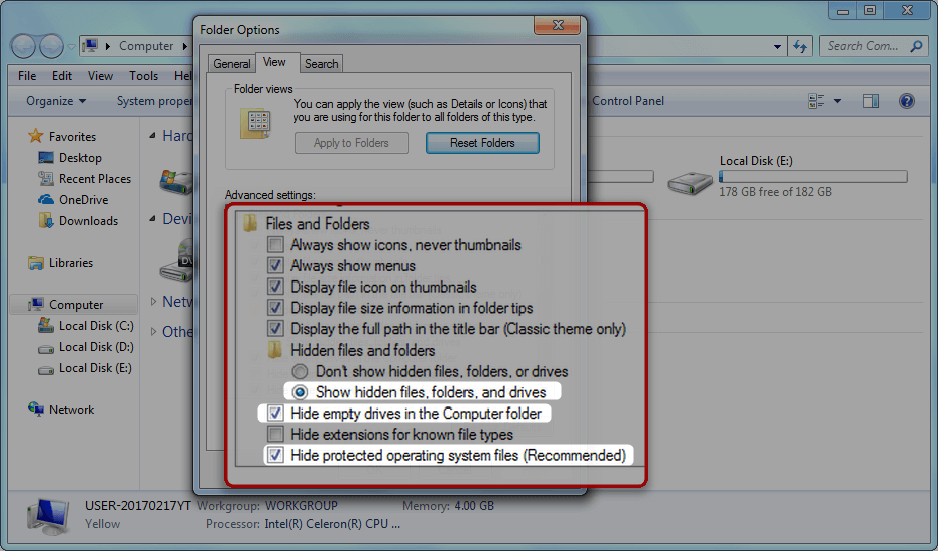 select items which can show the locked folder with script