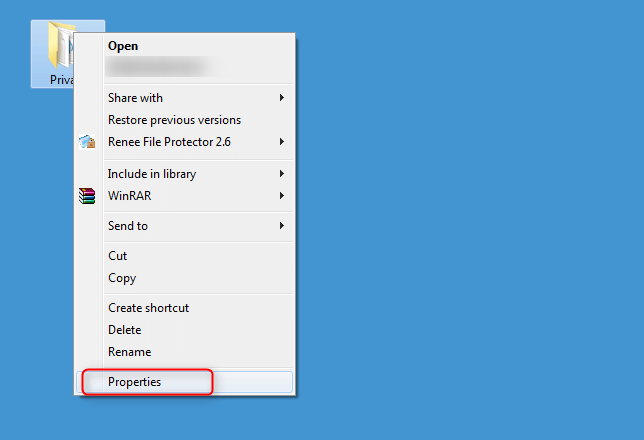 select properties to lock folder