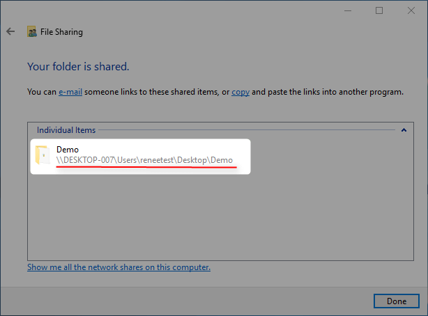 share successfully in windows