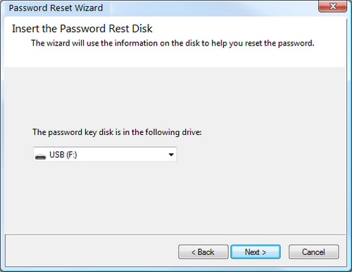 select password reset disk