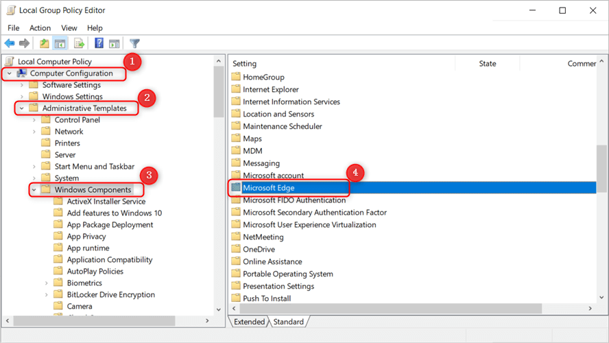 Microsoft edge settings