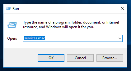enter services.msc in run