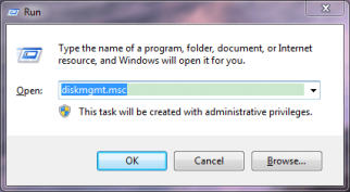 enter diskmgmt.msc in run