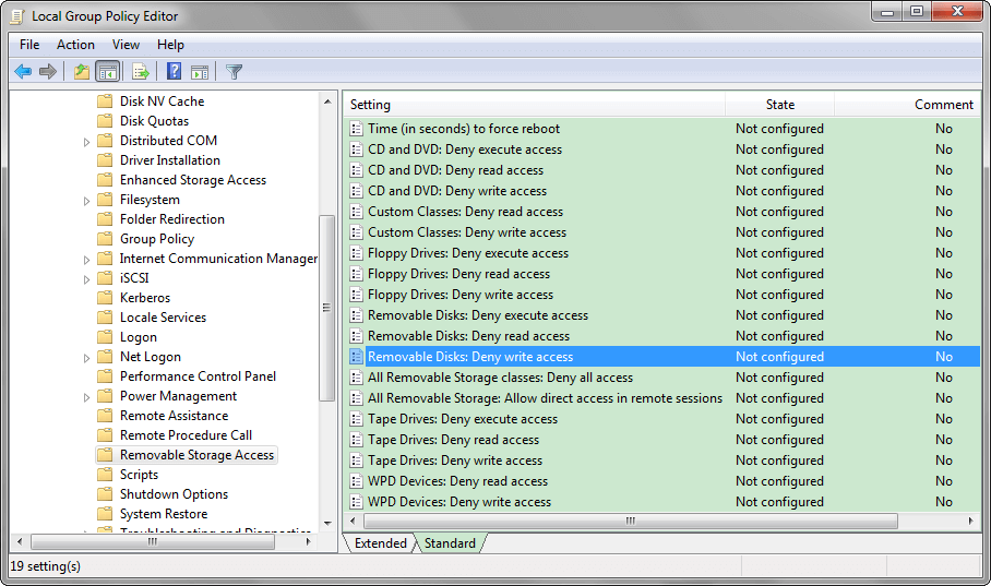 deny writing to USB disk setting