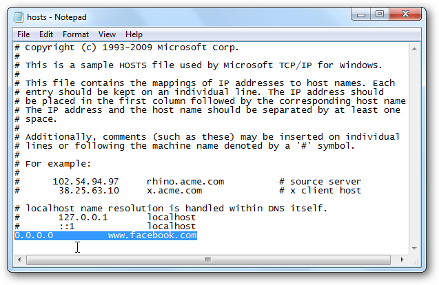 edit host file in Windows