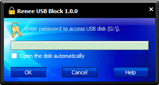 Step 4: Once detecting USB disk, USB Block will requires the password before accessing to disk.
