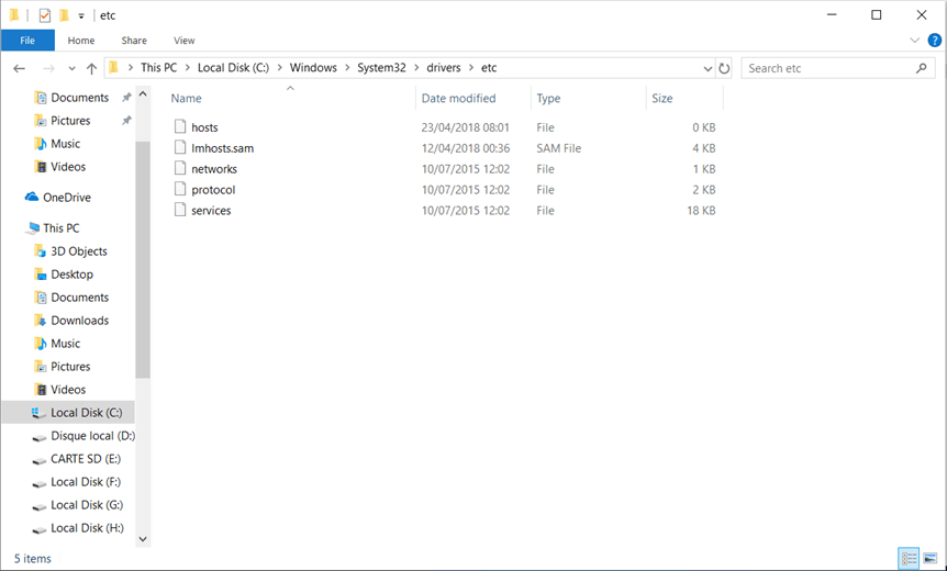 find host file in Windows