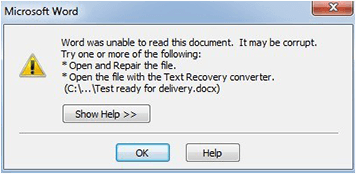 failed to read word file