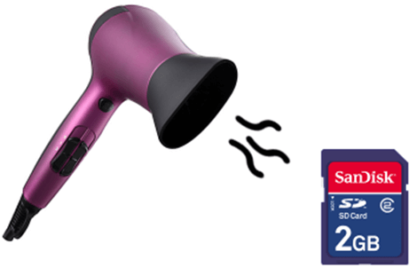 dry the sd card with hair drier