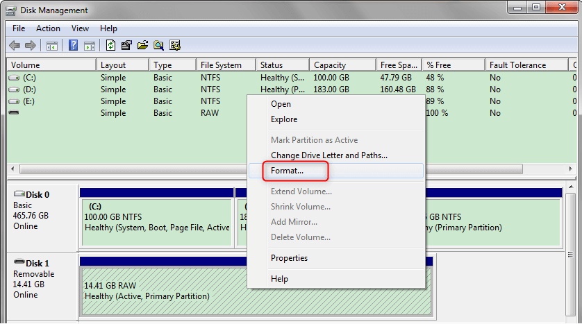 format raw disk