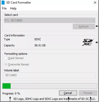 formatting memory card