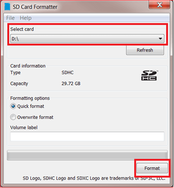 windows was unable to complete the format with sd card formatter