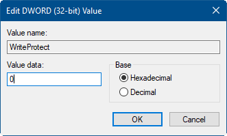 set value data as 0