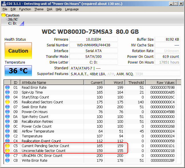 unhealthy disk status in crystaldiskinfo