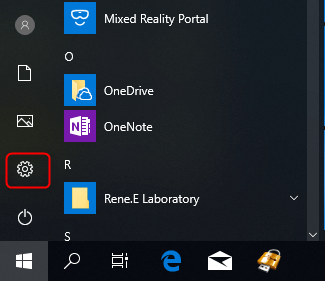 go to settings in start menu