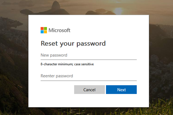 Reset Microsoft password