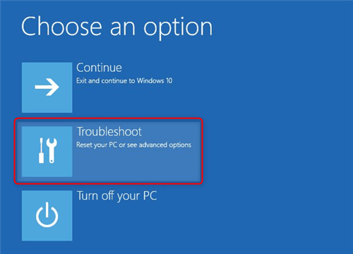 select troubleshoot