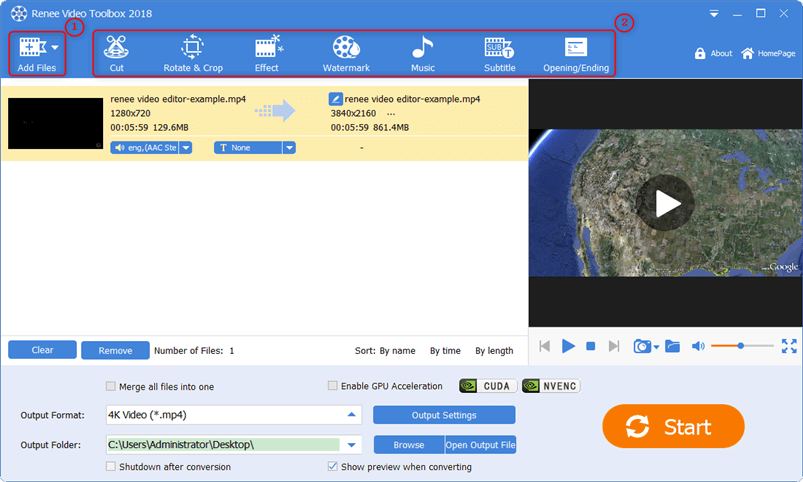 Interfaccia della funzione di editing video