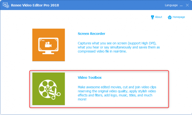 Step 1: Select Video Toolbox
