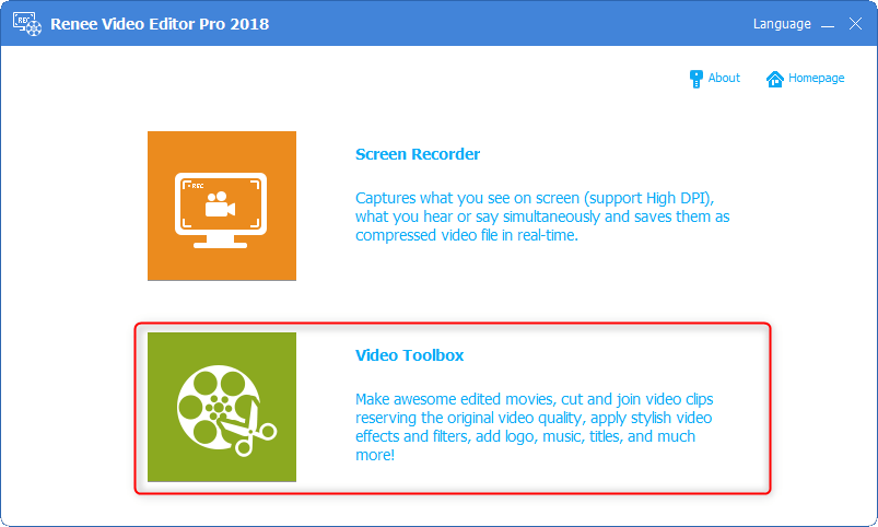 Step 1: Select Video Toolbox