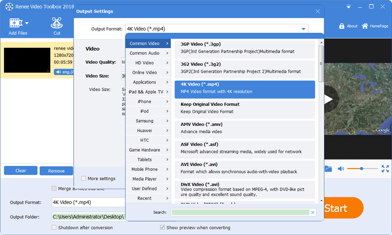 video format and output