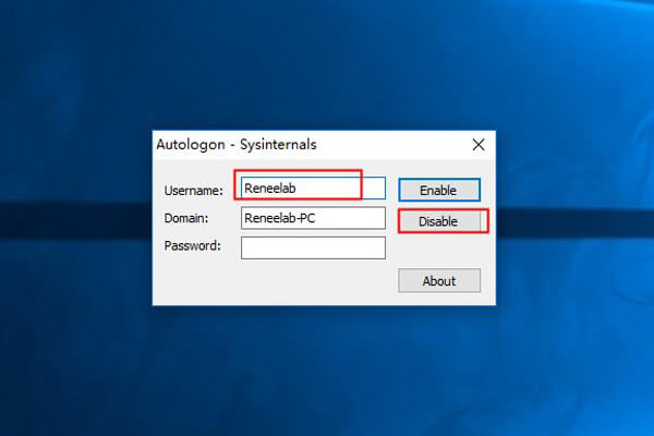 Disable auto login with Winlogon utility