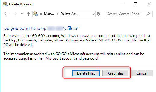 delete account files