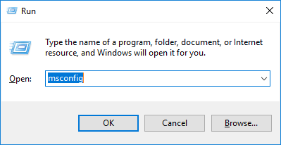 enter msconfig in run