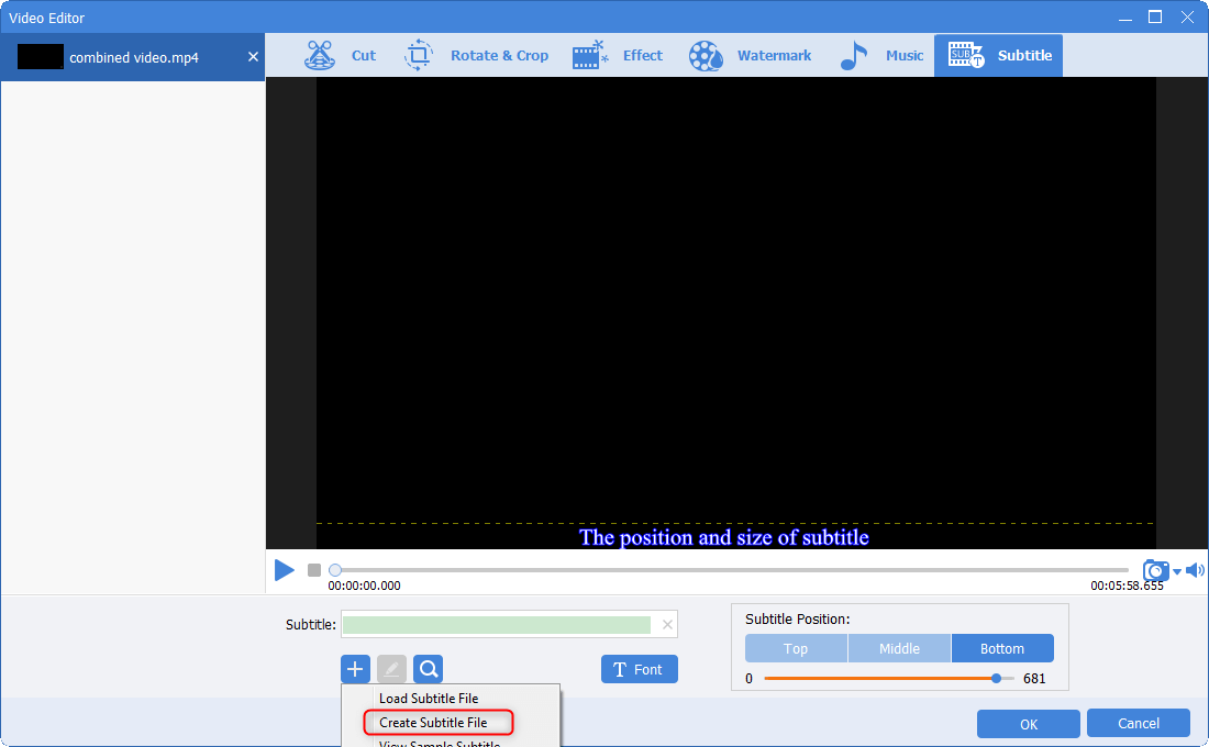 create subtitle file