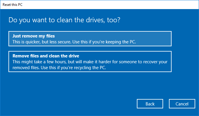 remove files and clean the drives