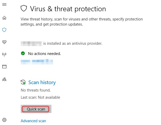 scan viruses on Win 10