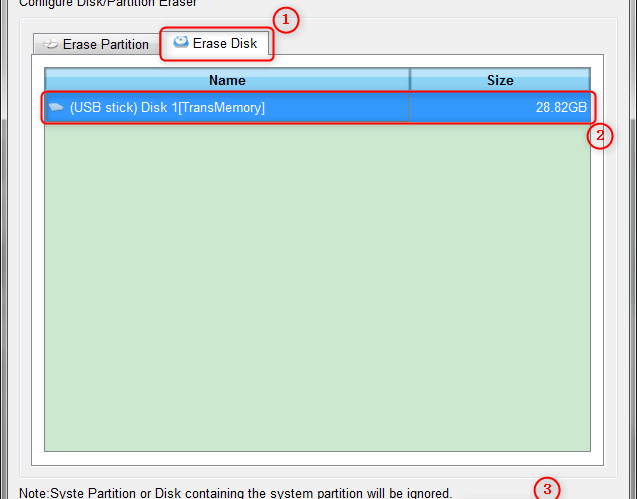 select targe USB flash drive to format