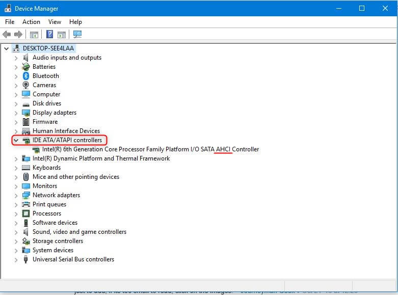 ahci mode in device manager