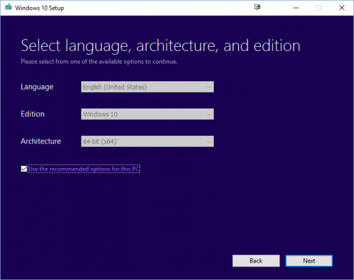 media creation tool select architecture