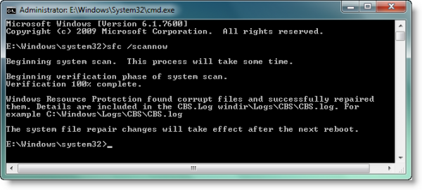 command prompt scan completed