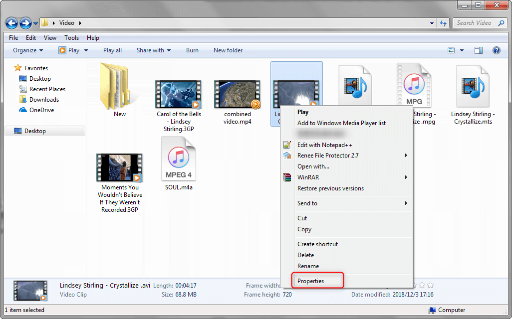 check the video properties in your pc