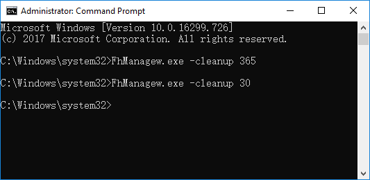 clean up file version via Command Prompt