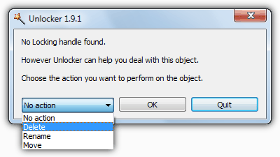 Delete Files or Folders via Unlocker